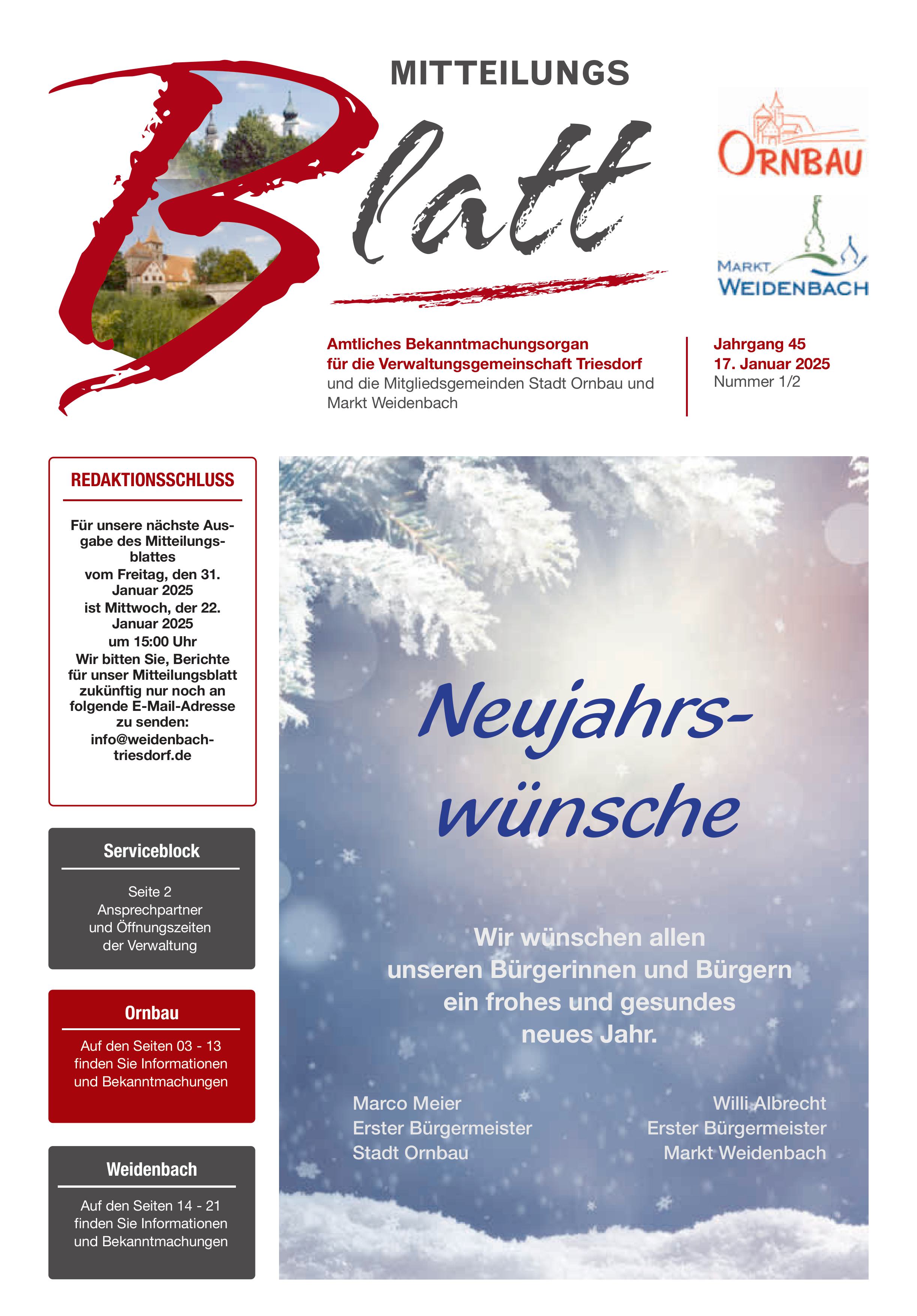 Mitteilungsblatt Nr. 1/2 vom 17.01.2025