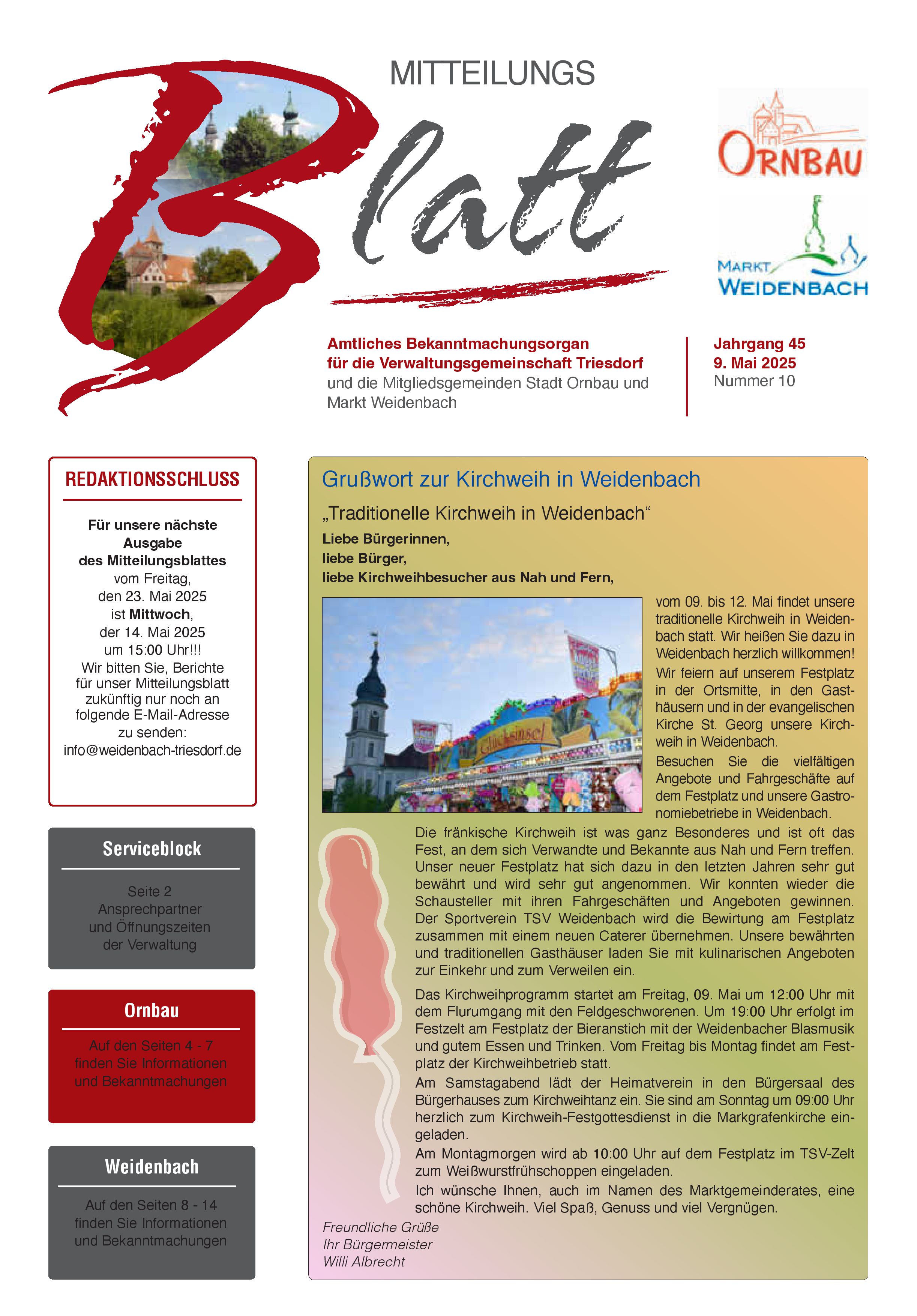 Mitteilungsblatt Nr. 10 vom 09.05.2025