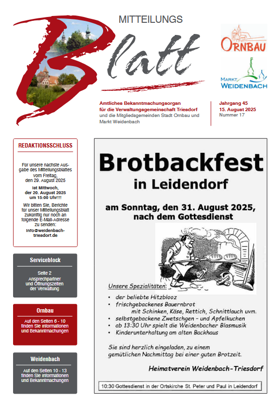 Mitteilungsblatt Nr. 17 vom 15.08.2025