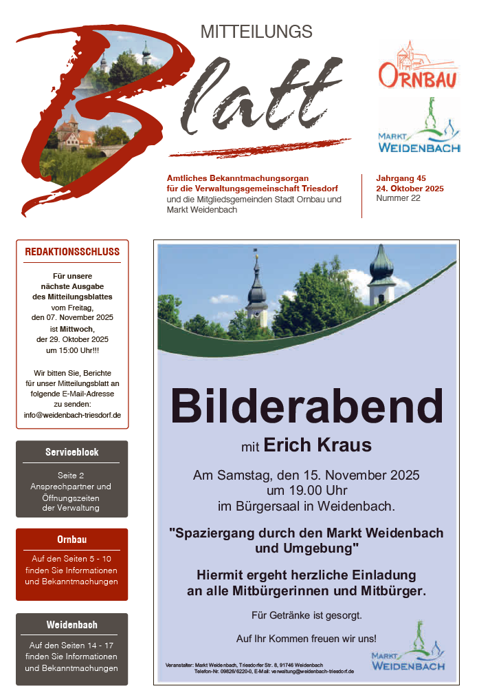 Mitteilungsblatt Nr. 22 vom 24.10.2025