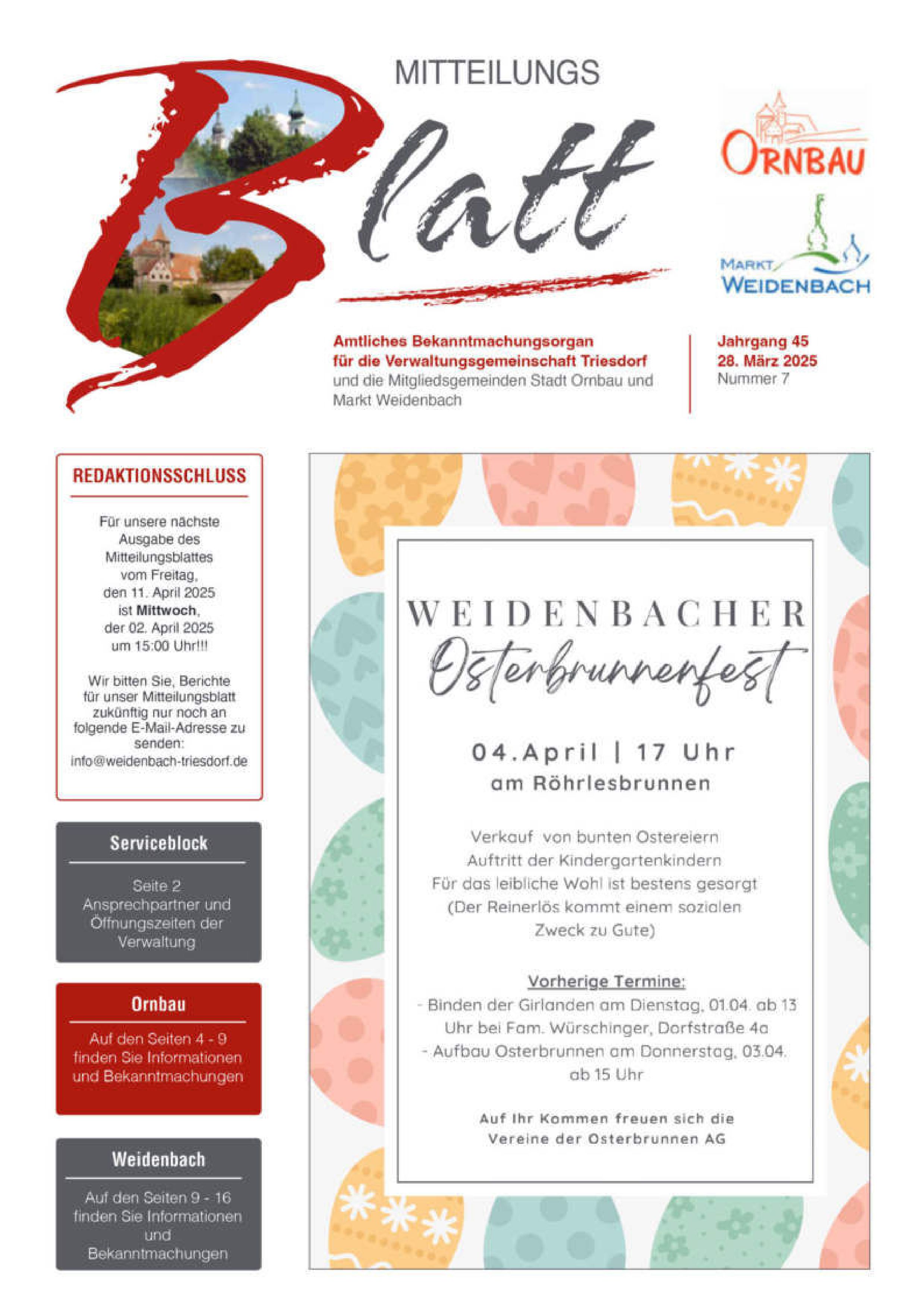 Mitteilungsblatt Nr. 7 vom 28.03.2025