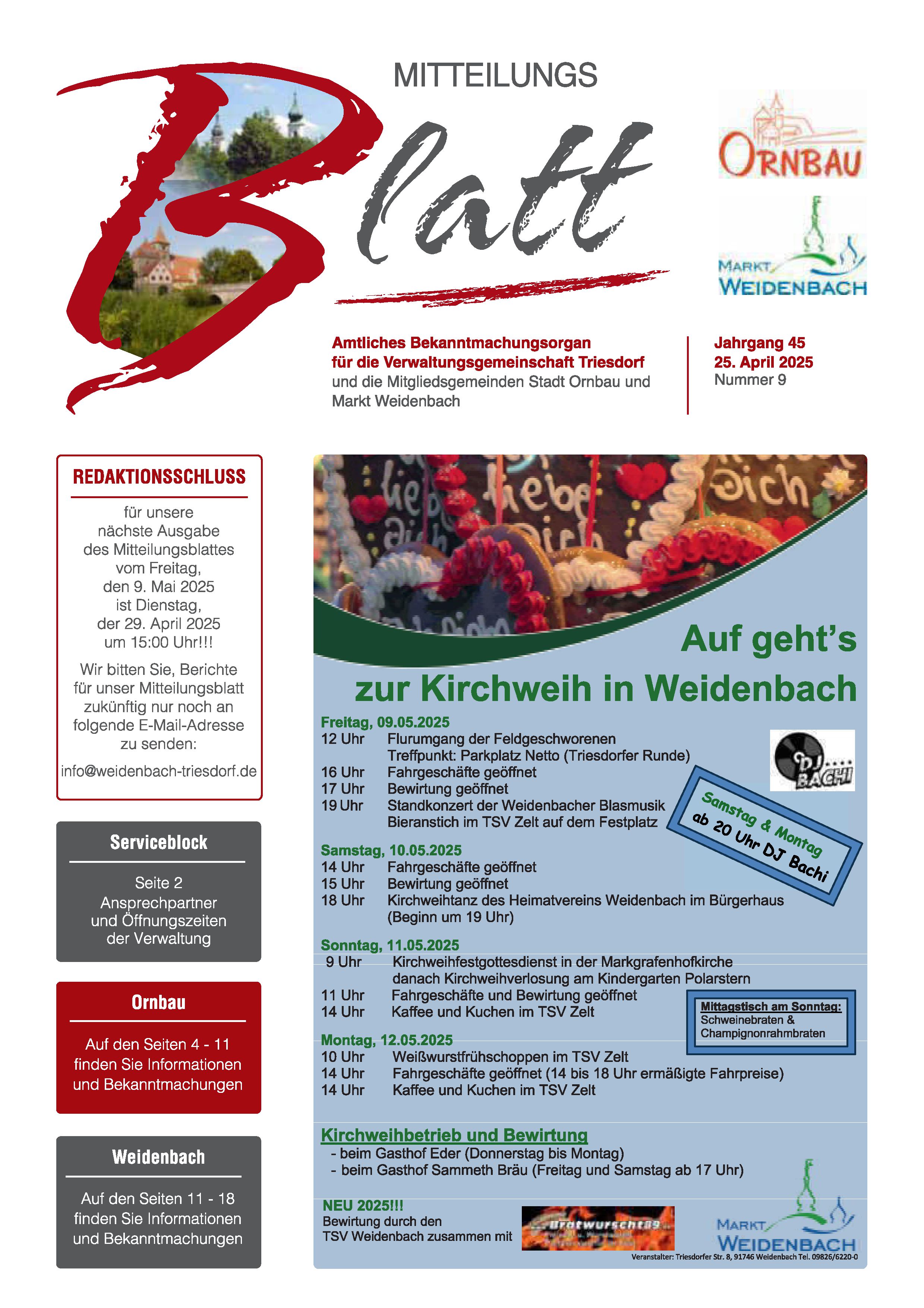 Mitteilungsblatt Nr. 9 vom 25.04.2025