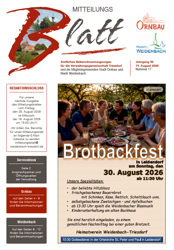 Mitteilungsblatt Nr. 17 vom 14.08.2026