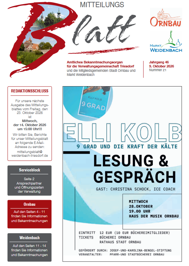 Mitteilungsblatt Nr. 21 vom 09.10.2026