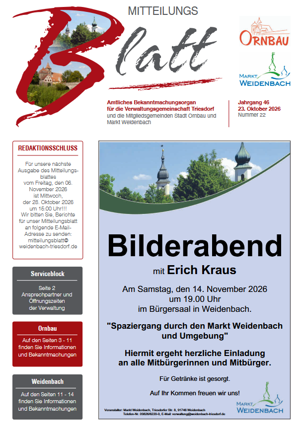 Mitteilungsblatt Nr. 22 vom 23.10.2026