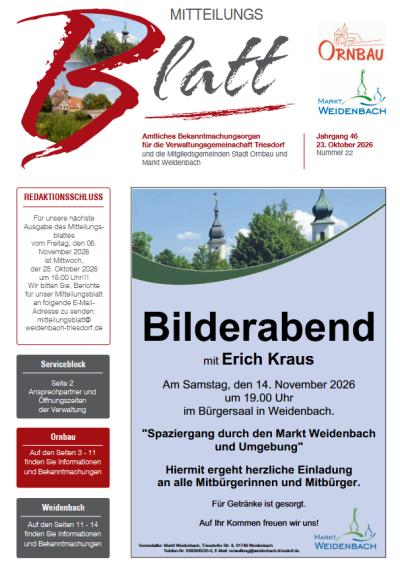 Mitteilungsblatt Nr. 22 vom 23.10.2026