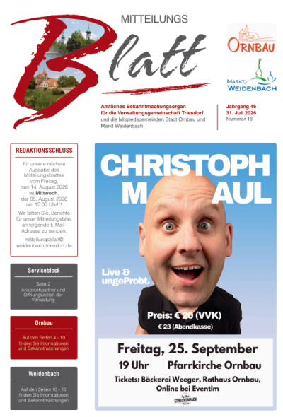 Mitteilungsblatt Nr. 16 vom 31.07.2026