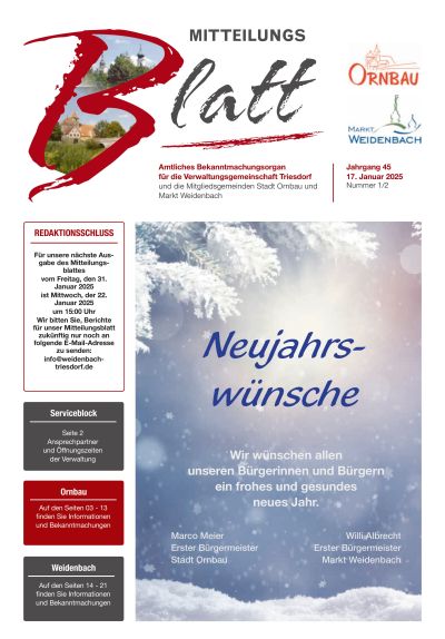 Mitteilungsblatt Nr. 1/2 vom 17.01.2025